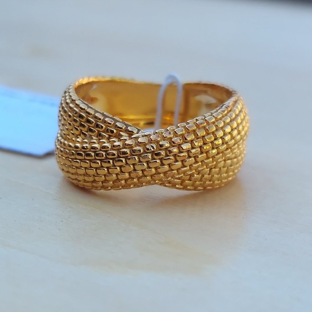 MONICA VINADER Gold Twisted Ring with Unique Design and Textured Finish